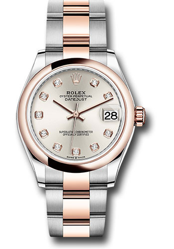 Rolex Steel and Everose Gold Datejust 31 Watch - Domed Bezel - Rosé Diamond Dial - Oyster Bracelet