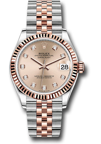 Rolex Steel and Everose Gold Datejust 31 Watch - Fluted Bezel - Chocolate Diamond Dial - Jubilee Bracelet
