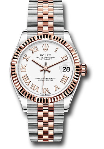 Rolex Steel and Everose Gold Datejust 31 Watch - Fluted Bezel - Rosé Index Dial - Jubilee Bracelet