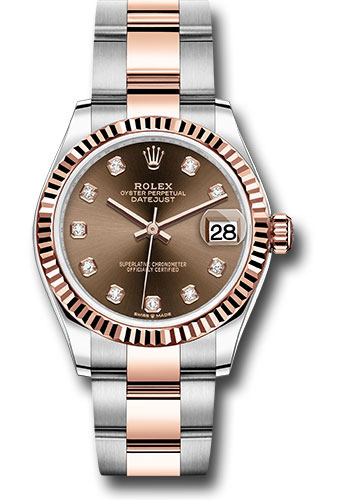 Rolex Steel and Everose Gold Datejust 31 Watch - Fluted Bezel - White Roman Dial - Oyster Bracelet