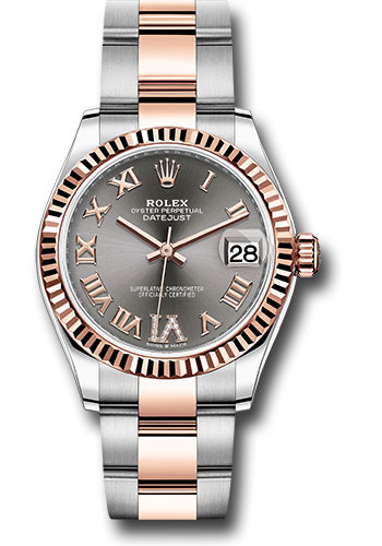 Rolex Steel and Everose Gold Datejust 31 Watch - Fluted Bezel - Mother-Of-Pearl Diamond Dial - Oyster Bracelet