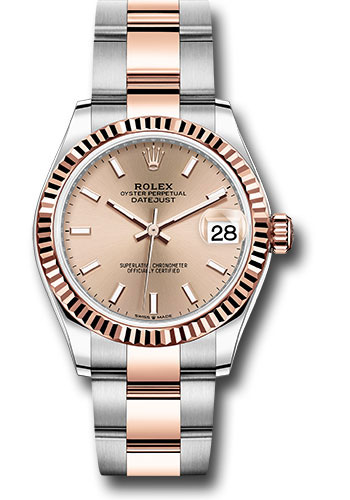 Rolex Steel and Everose Gold Datejust 31 Watch - Fluted Bezel - Rosé Index Dial - Oyster Bracelet