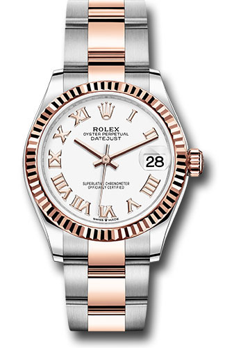 Rolex Steel and Everose Gold Datejust 31 Watch - Fluted Bezel - Rosé Index Dial - Oyster Bracelet