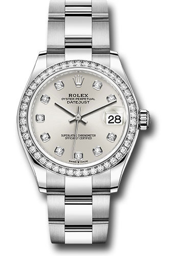 Rolex Steel and White Gold Datejust 31 Watch - Diamond Bezel - Silver Diamond Dial - Oyster Bracelet