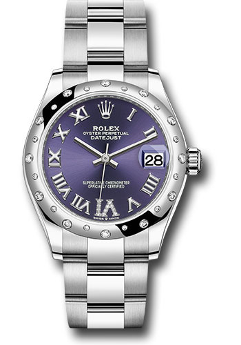 Rolex Steel and White Gold Datejust 31 Watch - 24 Diamond Bezel - White Roman Dial - Jubilee Bracelet