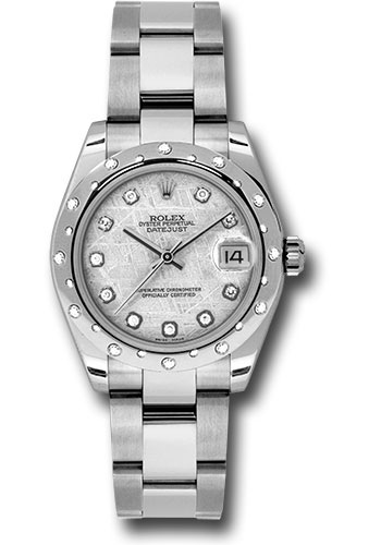 Rolex Steel and White Gold Datejust 31 Watch - 24 Diamond Bezel - Meteorite Diamond Dial - Oyster Bracelet