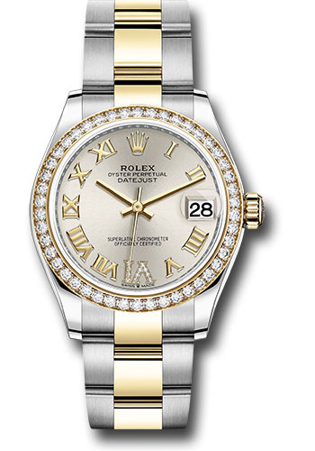 Rolex Steel and Yellow Gold Datejust 31 Watch - Diamond Bezel - Silver Diamond Roman Six Dial - Oyster Bracelet