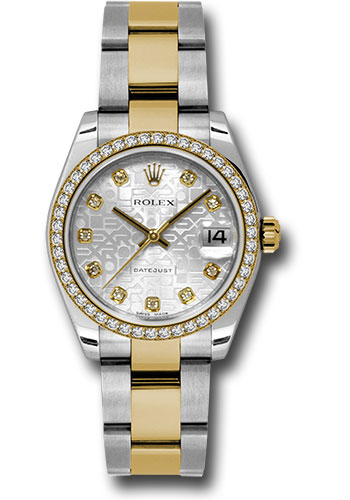 Rolex Steel and Yellow Gold Datejust 31 Watch - 46 Diamond Bezel - Silver Jubilee Diamond Dial - Oyster Bracelet