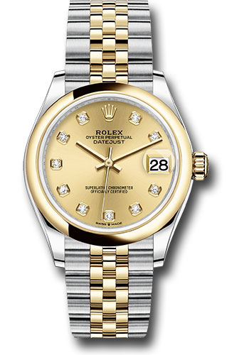 Rolex Steel and Yellow Gold Datejust 31 Watch - Domed Bezel - Champagne Diamond Dial - Jubilee Bracelet