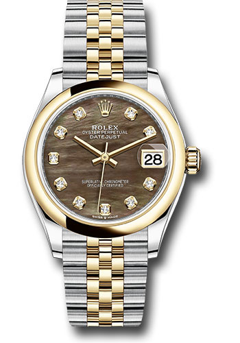Rolex Steel and Yellow Gold Datejust 31 Watch - Domed Bezel - Dark Mother-of-Pearl Diamond Dial - Jubilee Bracelet