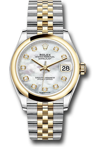 Rolex Steel and Yellow Gold Datejust 31 Watch - Domed Bezel - Mother-of-Pearl Diamond Dial - Jubilee Bracelet