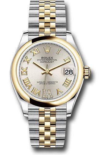Rolex Steel and Yellow Gold Datejust 31 Watch - Domed Bezel - Silver Diamond Roman Six Dial - Jubilee Bracelet