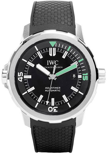 IWC Aquatimer Automatic Watch - 42 mm Stainless Steel Case - Black Dial - Black Rubber Strap