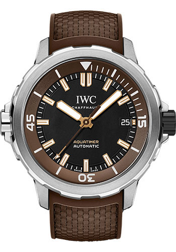 IWC Aquatimer Automatic Edition Boesch - Stainless Steel Case - Black Dial - Brown Rubber Strap Limited Edition of 100