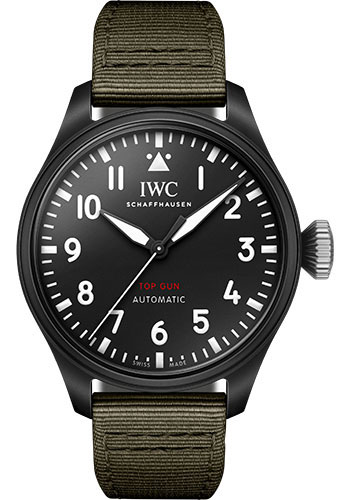 IWC Big Pilot’s Watch 43 TOP GUN Watch - Ceramic Case - Black Dial - Green Textile Strap