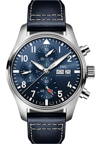 IWC Pilot's Watch Chronograph 41 - Stainless Steel Case - Blue Dial - Blue Calfskin Strap