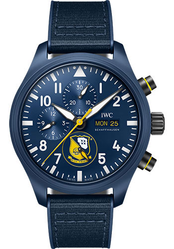 IWC Pilot’s Watch Chronograph Edition Blue Angels® Watch - Ceramic Case - Blue Dial - Blue Rubber Strap