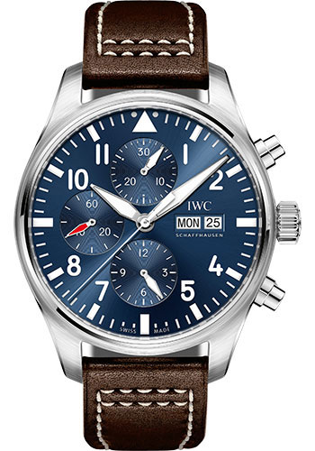 IWC Pilot's Watch Chronograph Edition Le Petit Prince - 43 mm Stainless Steel Case - Midnight Blue Dial - Brown Santoni Calfskin Strap