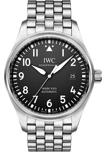IWC Pilot's Watch Mark XVIII - 40.0 mm Stainless Steel Case - Black Dial - Steel Bracelet