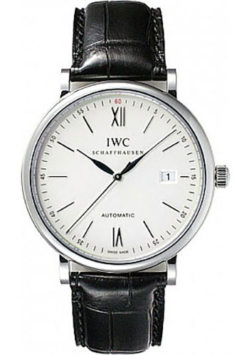 IWC Portofino Automatic Watch - 40 mm Stainless Steel Case - Silver Dial - Black Alligator Strap