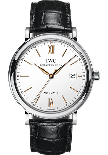 IWC Portofino Automatic Watch - 40.0 mm Stainless Steel Case - Silver Dial - Black Alligator Strap