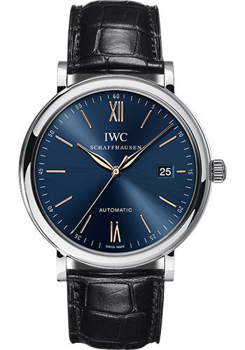  IWC Portofino Automatic Watch - 40.0 mm Stainless Steel Case - Blue Dial - Black Alligator Strap