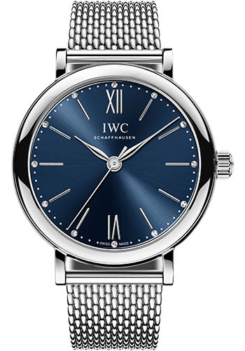 IWC Portofino Automatic 34 Watch - 34.0 mm Stainless Steel Case - Blue Dial - Milanaise Mesh Steel Bracelet