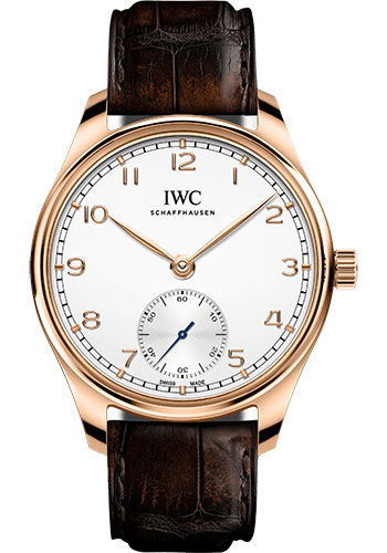 IWC Portugieser Automatic 40 - 18K 5N Gold Case - Silver-Plated Dial - Dark Brown Alligator Leather Strap
