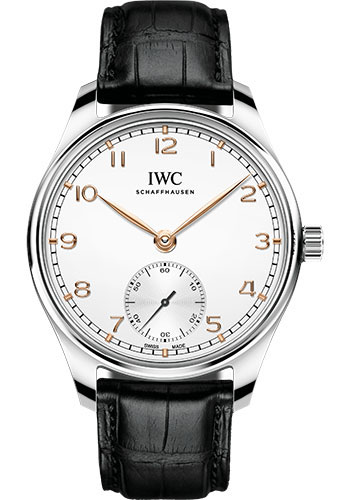 IWC Portugieser Automatic 40 - Stainless Steel Case - Silver-Plated Dial - Black Alligator Leather Strap