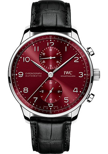 IWC Portugieser Chronograph - Stainless Steel Case - Burgundy Dial - Black Alligator Leather Strap