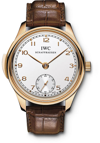 IWC Portuguese Minute Repeater Limited Edition of 500 Watch - 44 mm Red Gold Case - Silver Dial - Brown Alligator Strap