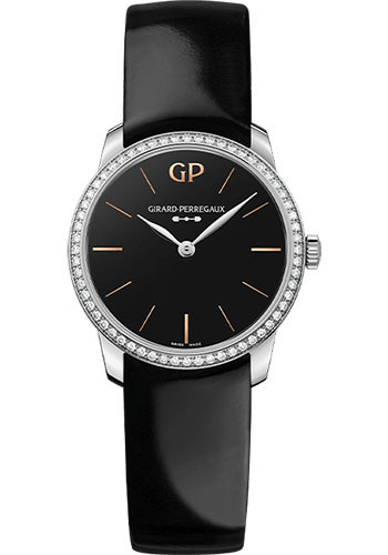 Girard-Perregaux 1966 Infinity Edition Watch - 30mm Steel Case - Onyx Dial - Calf Leather Strap Limited Edition