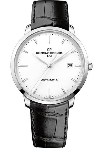 Girard-Perregaux 1966 40 mm Watch - Steel Case - Silver Opaline Dial - Black Alligator Strap