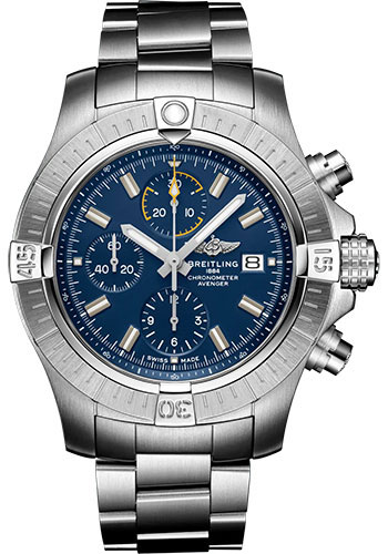 Breitling Avenger Chronograph 45 Watch - Stainless Steel - Blue Dial - Metal Bracelet