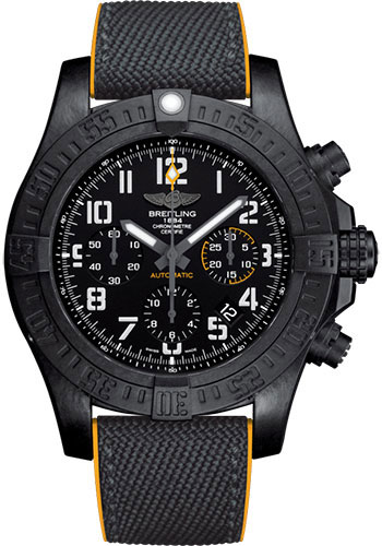 Breitling Avenger Hurricane 12h 45 Watch - Breitlight - Volcano Black Dial - Anthracite And Yellow Military Rubber Bracelet - Folding Buckle