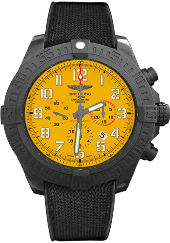 Breitling Avenger Hurricane Watch - 50mm Breitlight Case - Cobra Yellow Dial - Anthracite Black Military Rubber Strap