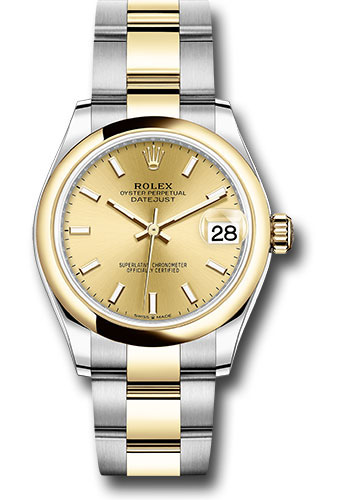 Rolex Steel and Yellow Gold Datejust 31 Watch - Domed Bezel - Champagne Index Dial - Oyster Bracelet