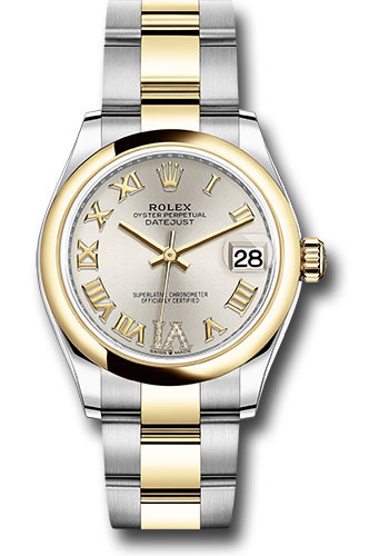 Rolex Steel and Yellow Gold Datejust 31 Watch - Domed Bezel - Silver Diamond Roman Six Dial - Oyster Bracelet