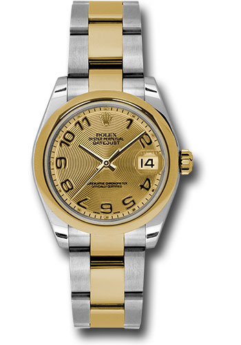 Rolex Steel and Yellow Gold Datejust 31 Watch - Domed Bezel - Champagne Concentric Circle Arabic Dial - Oyster Bracelet