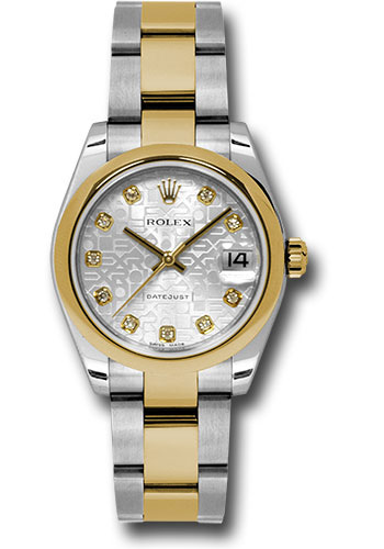 Rolex Steel and Yellow Gold Datejust 31 Watch - Domed Bezel - Silver Jubilee Diamond Dial - Oyster Bracelet