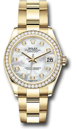 Rolex Yellow Gold Datejust 31 Watch - Diamond Bezel - Mother-of-Pearl Diamond Dial - Oyster Bracelet