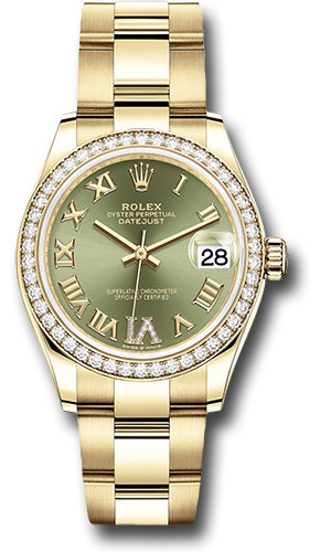 x Yellow Gold Datejust 31 Watch - Diamond Bezel - Olive Green Diamond Six Dial - Oyster Bracelet