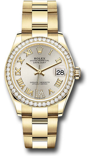 Rolex Yellow Gold Datejust 31 Watch - Diamond Bezel - Silver Diamond Six Dial - Oyster Bracelet