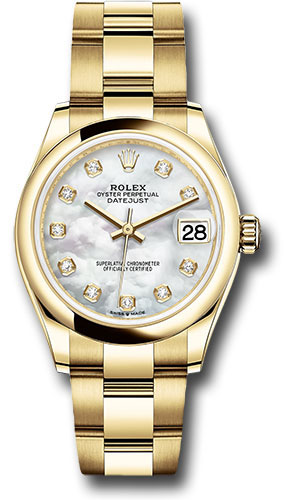 Rolex Yellow Gold Datejust 31 Watch - Domed Bezel - Mother-of-Pearl Diamond Dial - Oyster Bracelet