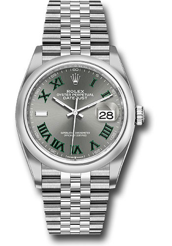 Rolex Oystersteel Datejust 36 Watch - Domed Bezel - Slate Roman Dial - Jubilee Bracelet