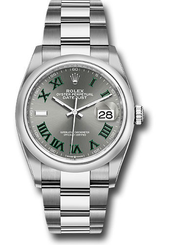 Rolex Oystersteel Datejust 36 Watch - Domed Bezel - Slate Roman Dial - Oyster Bracelet