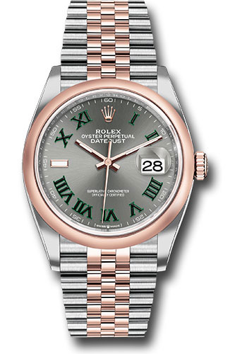 Rolex Everose Rolesor Datejust 36 Watch - Domed Bezel - Slate Roman Dial - Jubilee Bracelet