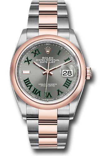 Rolex Everose Rolesor Datejust 36 Watch - Domed Bezel - Slate Roman Dial - Oyster Bracelet