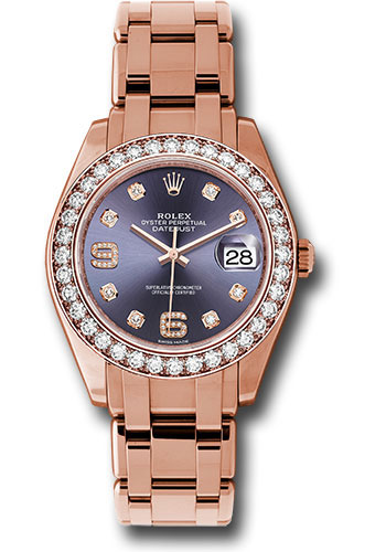 Rolex Everose Gold Datejust Pearlmaster 39 Watch - 36 Diamond Bezel - Aubergine Diamond Dial