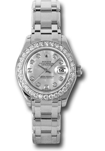 Rolex White Gold Lady-Datejust Pearlmaster 29 Watch - 32 Diamond Bezel - Mother-Of-Pearl Diamond Dial